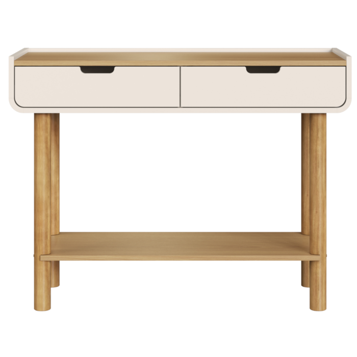 Aparador 2 Gavetas 100 cm Pes Madeira Maciça 28104 Hanover Off White Artesano