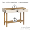 Aparador 2 Gavetas 100 cm Pes Madeira Maciça 28104 Hanover Off White Artesano