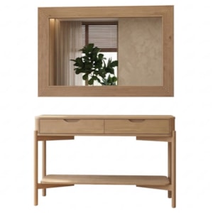 Aparador 3311U E Espelho Com Moldura 3315U Madeira Macica Taeda Tauari Festra