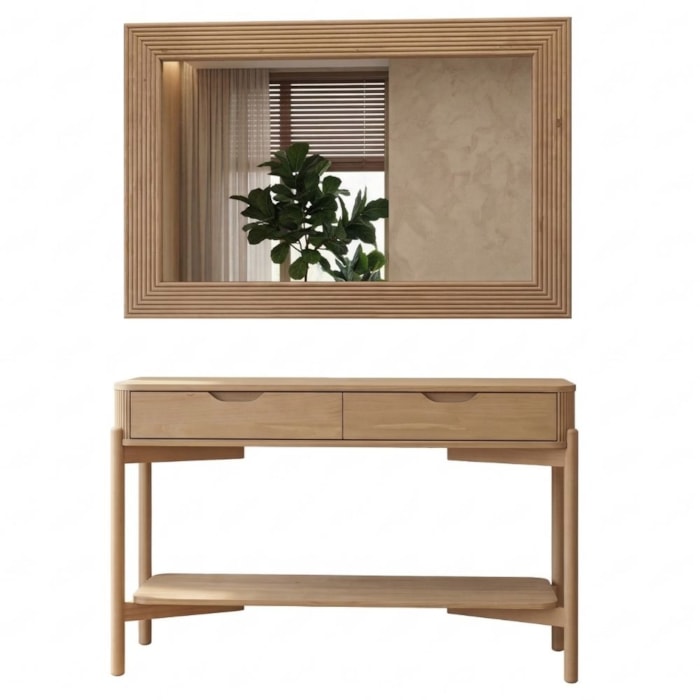 Aparador 3311U E Espelho Com Moldura 3315U Madeira Macica Taeda Tauari Festra