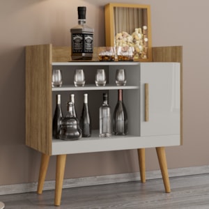 Aparador Bar Cafe 1 Porta 71 cm Cinamomo Off White BECHARA