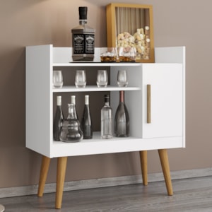 Aparador Bar Cafe 1 Porta Cafe 71 cm Branco BECHARA