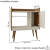 Aparador Bar Cafe 1 Porta Cafe 71 cm Naturalle Off White BECHARA