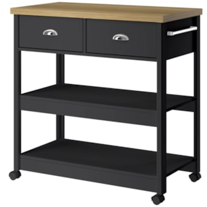 Aparador Carrinho Café 2 Gavetas 85 cm BA135 Preto Dtall Aparador Carrinho Café 2 Gavetas 85 cm BA135 Preto Dtall