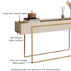 Aparador E Mesa Centro Kika Pes Metal Off White Dourado DJ MOVEIS