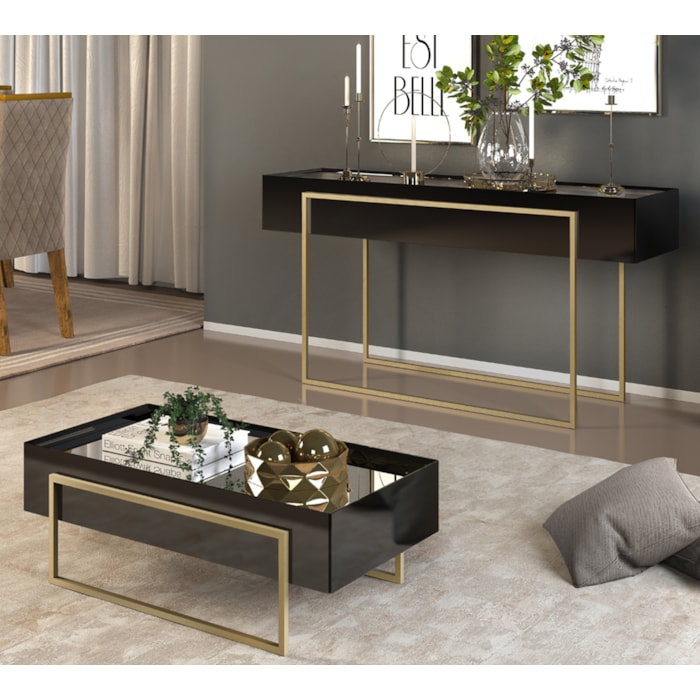 Aparador E Mesa De Centro Suri Preto DJ Moveis | Milani Store