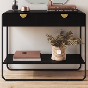 Aparador Organico 2 Gavetas 100 cm 28066 Nero Preto Artesano