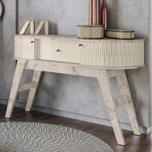 Aparador Para Sala 1 Gaveta 136 cm Estoril Calacata Off White MADETEC
