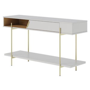Aparador Para Sala de Jantar Sena 136 cm Pes Metal Off White Matte Freijo CLB