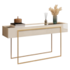 Aparador Tampo Espelhado 137 cm Pes Metal Kika Off White Dourado DJ MOVEIS