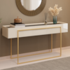 Aparador Tampo Espelhado 137 cm Pes Metal Kika Off White Dourado DJ MOVEIS