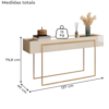 Aparador Tampo Espelhado 137 cm Pes Metal Kika Off White Dourado DJ MOVEIS