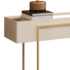 Aparador Tampo Espelhado 137 cm Pes Metal Kika Off White Dourado DJ MOVEIS