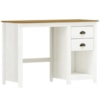 Armario 2 PT Mesa Escrivaninha 2 GV Madeira Maciça Branco Freijo Milani Store