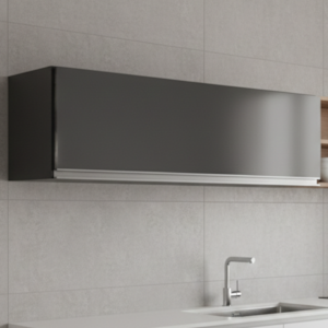 Armario Aereo 1 Porta Basculante 80cm BP Fiorella Preto Grafite Eratto Moveis