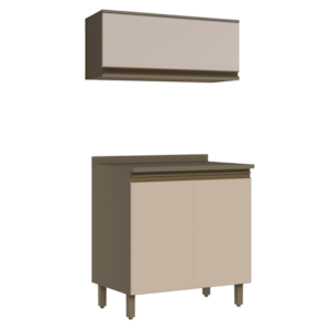 Armario Aereo 1 Porta Basculante e Balcao Com Tampo MDF 80 cm Connect Duna Cristal Henn