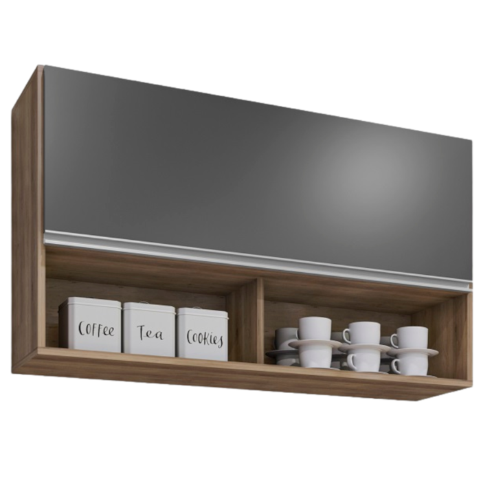 Armario Aereo 1 Porta BP Laura 100 cm  Freijo Grafite Eratto Moveis