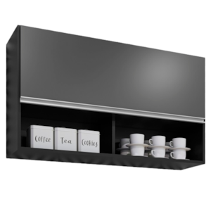 Armario Aereo 1 Porta BP Laura 100 cm Preto Eratto Moveis