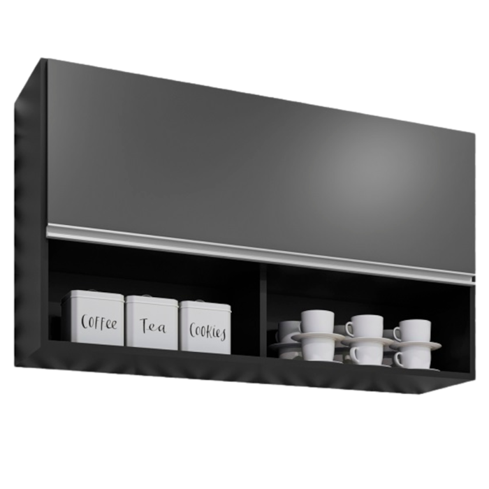 Armario Aereo 1 Porta BP Laura 100 cm Preto Eratto Moveis