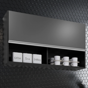 Armario Aereo 1 Porta BP Laura 100 cm Preto Eratto Moveis