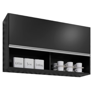 Armario Aereo 1 Porta BP Laura 100 cm Preto Eratto Moveis