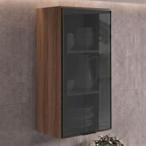 Armario Aereo 1 Porta Vidro MDF 40X90 cm Kali 119774 Carvalho TOQ Nicioli