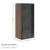 Armario Aereo 1 Porta Vidro MDF 40X90 cm Kali 119774 Carvalho TOQ Nicioli