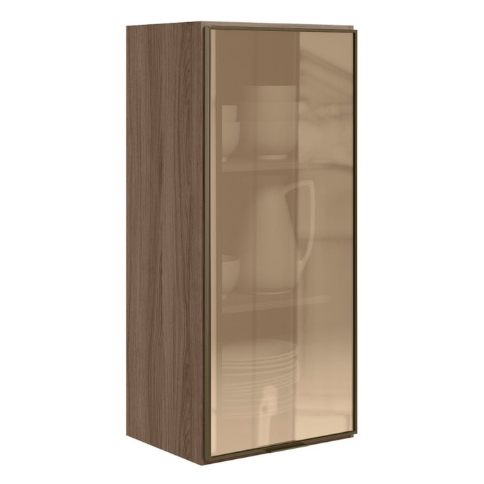 Armario Aereo 1 Porta Vidro MDF 40X90 cm Kali 1197761 Carvalho TOQ Nicioli
