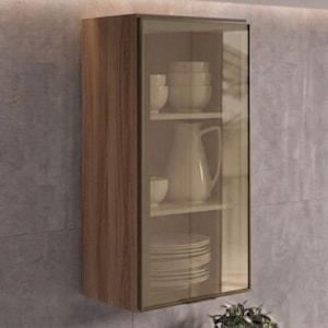 Armario Aereo 1 Porta Vidro MDF 40X90 cm Kali 1197761 Carvalho TOQ Nicioli