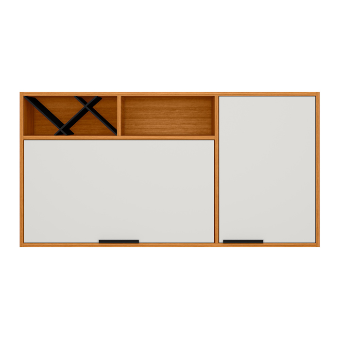 Armario Aereo 120 cm 2 Portas Nicho Adega Ravena Freijo Off Acetinado POLIMAN