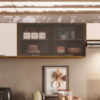 Armario Aereo 120 cm 2 Portas Vidro Etna Carvalho Oak Off White POLIMAN