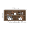 Armario Aereo 120 cm 2 Portas Vidro Etna Carvalho Oak Off White POLIMAN