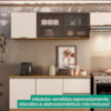 Armario Aereo 120 cm 2 Portas Vidro Etna Carvalho Oak Off White POLIMAN