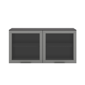 Armario Aereo 120 cm 2 Portas Vidro Etna Grafite POLIMAN