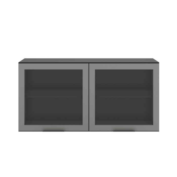 Armario Aereo 120 cm 2 Portas Vidro Etna Grafite POLIMAN
