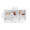 Armario Aereo 120 cm 3 Portas Evidence Branco POLIMAN