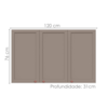 Armario Aereo 120 cm 3 Portas Unna Gris POLIMAN