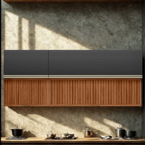 Armario Aereo 120 cm E Armario Aereo 60 cm Ripado Proenca Nogueira Carbono Prime Demartez