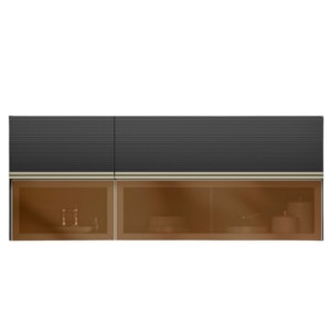 Armario Aereo 120 cm E Armario Aereo 60 cm Vidro Proenca Nogueira Carbono Prime Demartez