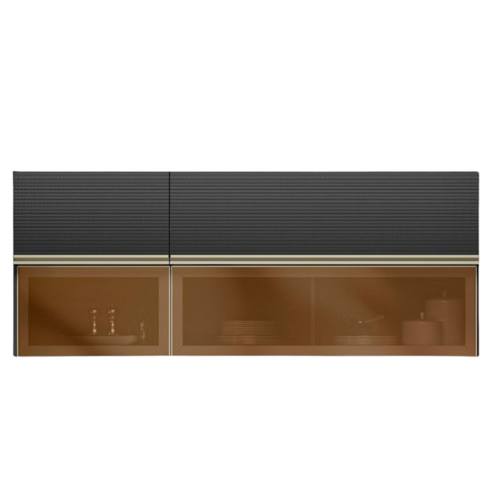 Armario Aereo 120 cm E Armario Aereo 60 cm Vidro Proenca Nogueira Carbono Prime Demartez