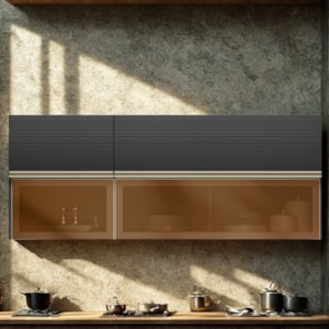 Armario Aereo 120 cm E Armario Aereo 60 cm Vidro Proenca Nogueira Carbono Prime Demartez