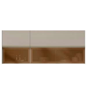 Armario Aereo 120 cm E Armario Aereo 60 cm Vidro Proenca Nogueira Nude Prime Demartez