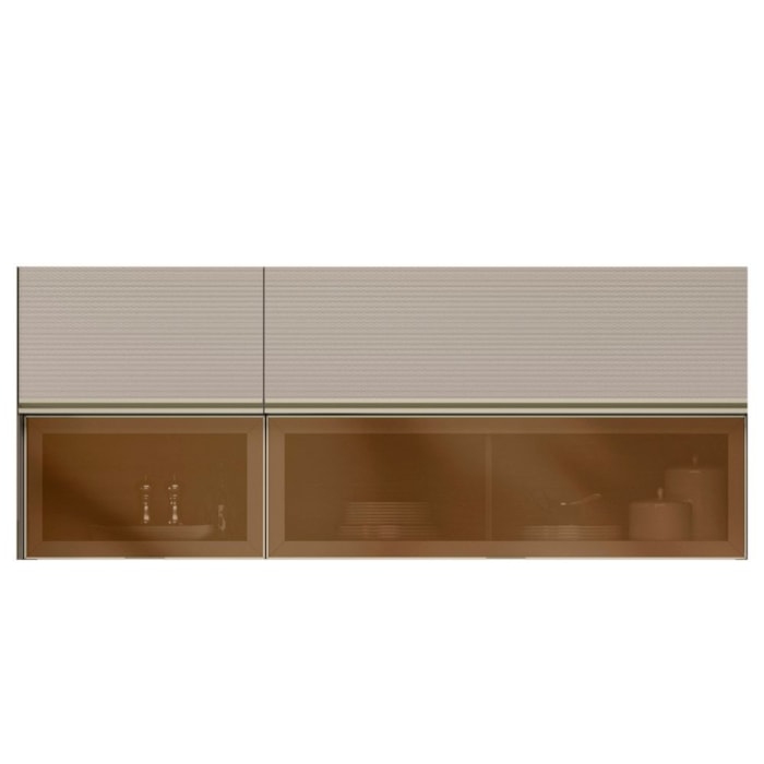 Armario Aereo 120 cm E Armario Aereo 60 cm Vidro Proenca Nogueira Nude Prime Demartez