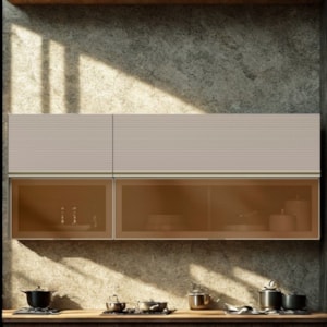 Armario Aereo 120 cm E Armario Aereo 60 cm Vidro Proenca Nogueira Nude Prime Demartez