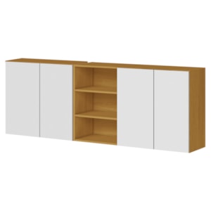 Armario Aereo 120 cm E Armario Aereo 70 cm 2 Portas Cinamomo Branco ARMoveis