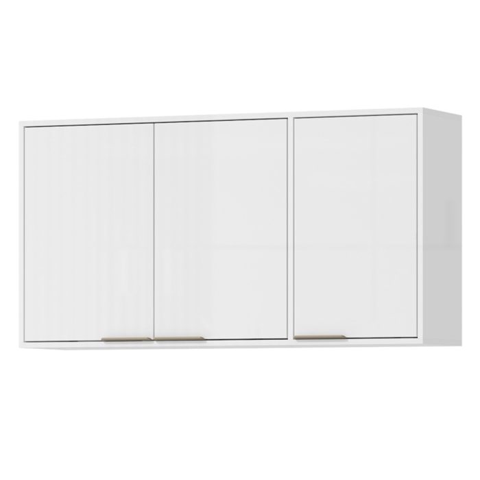 Armario Aereo 120 cm MDP 3 Portas GLOR AGL04 Branco Neve MXM