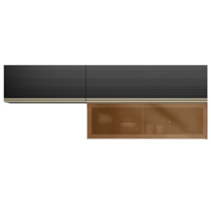 Armario Aereo 120 cm Vidro E Armario Aereo 80 cm MDF Proenca Nogueira Carbono Prime Demartez