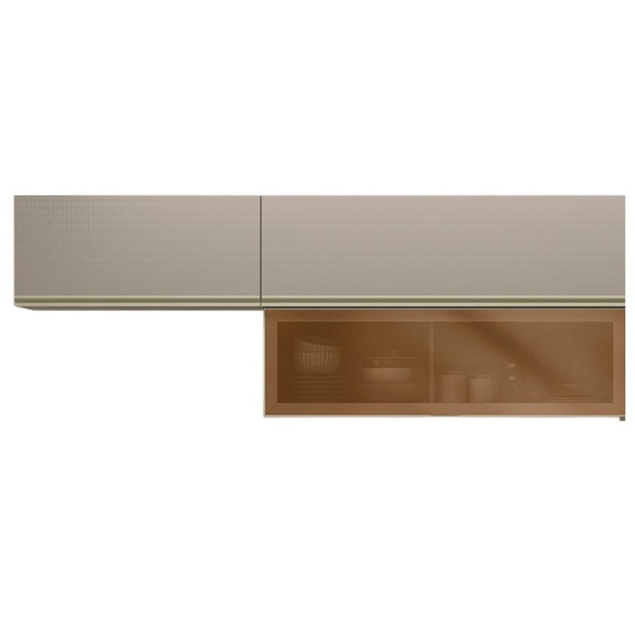 Armario Aereo 120 cm Vidro E Armario Aereo 80 cm MDF Proenca Nogueira Nude Prime Demartez
