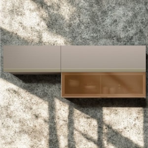 Armario Aereo 120 cm Vidro E Armario Aereo 80 cm MDF Proenca Nogueira Nude Prime Demartez