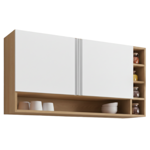 Armario Aereo 2 Portas 105 cm Vanessa Amendoa Branco REAJL Moveis